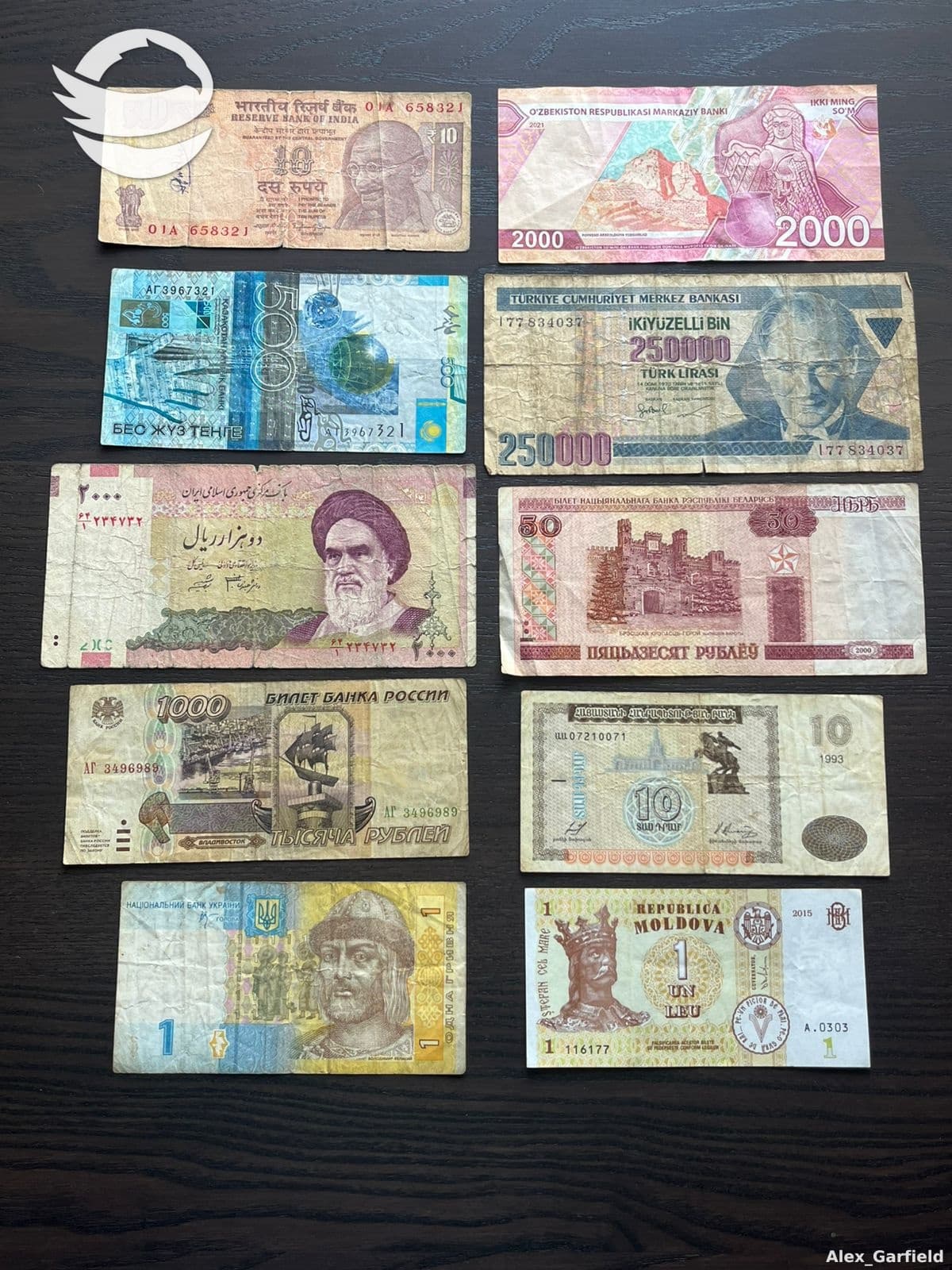 ლოტი 010 - შერული ქვეყნების ბანკნოტები