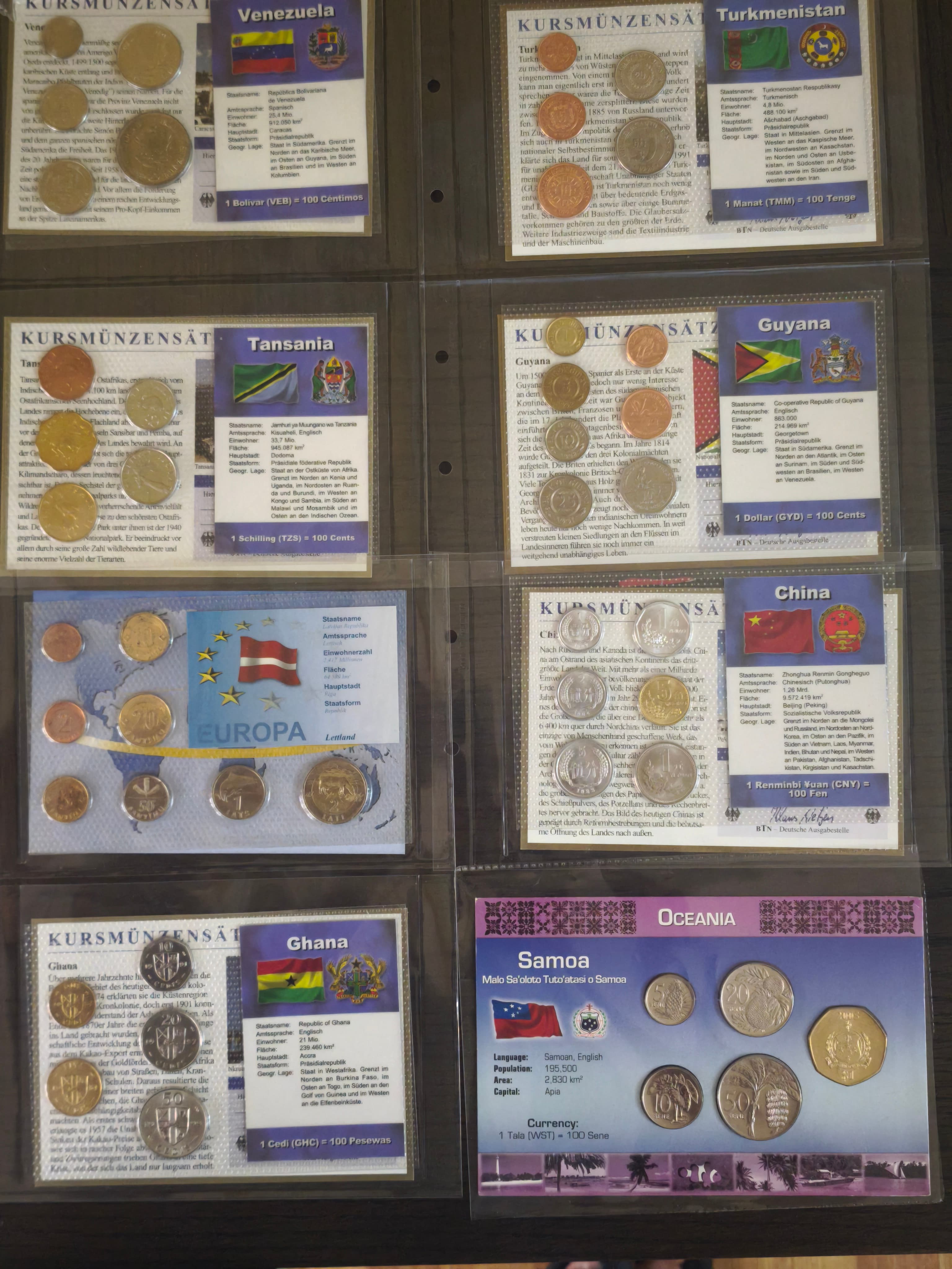 8 სხვადასხვა ქვეყნის UNC მონეტები